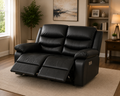 Elegance Soft Furnishings Black Leather Aire 2C2 Recliner Corner Sofa Suite
