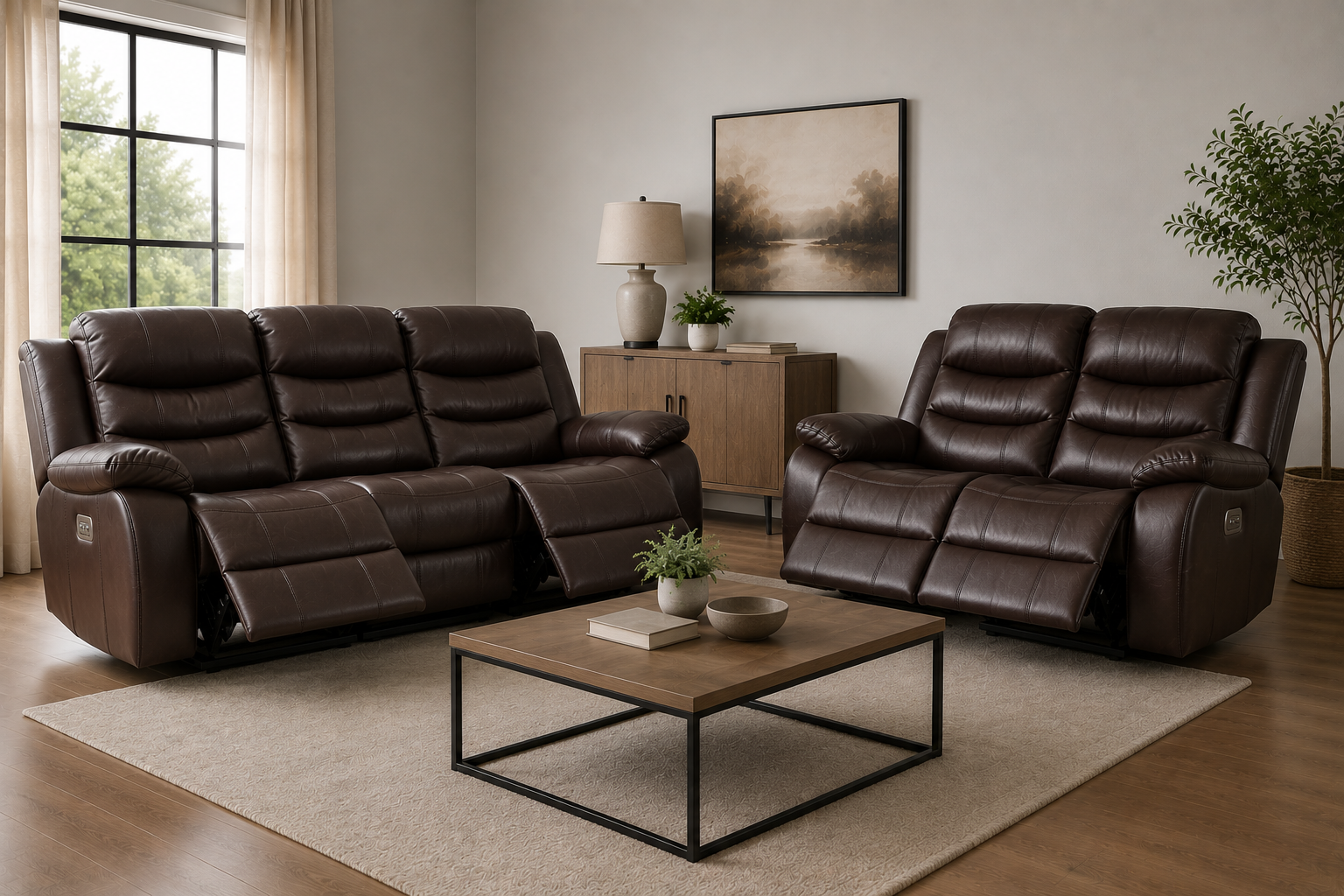Elegance Soft Furnishings Roma Recliner Sofa 3+2 Seater Electric Leather Suite