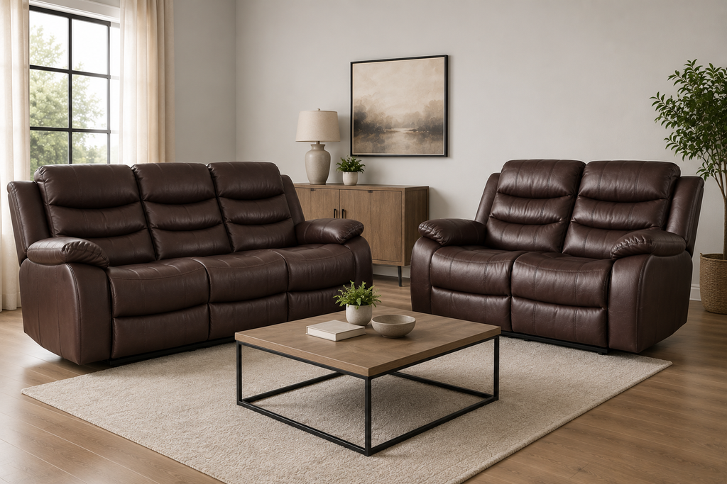 Elegance Soft Furnishings Roma Recliner Sofa 3+2 Seater Electric Leather Suite