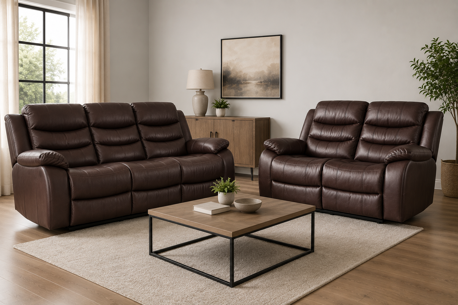 Elegance Soft Furnishings Roma Recliner Sofa 3+2 Seater Electric Leather Suite