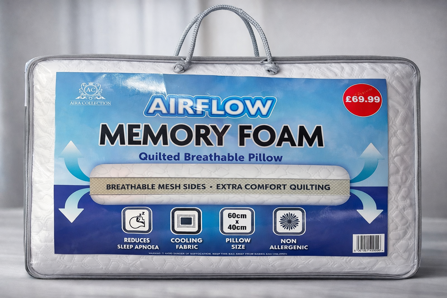 Airflow Memory Foam Quilted Breathable Pillow