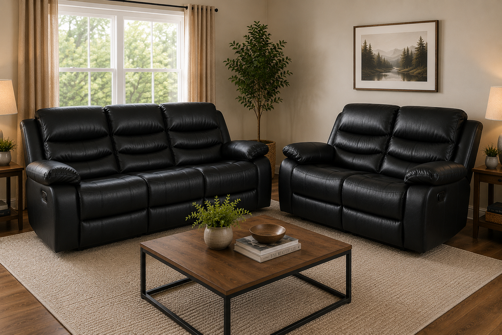 Elegance Soft Furnishings Roma Recliner Sofa 3+2 Seater Electric Leather Suite