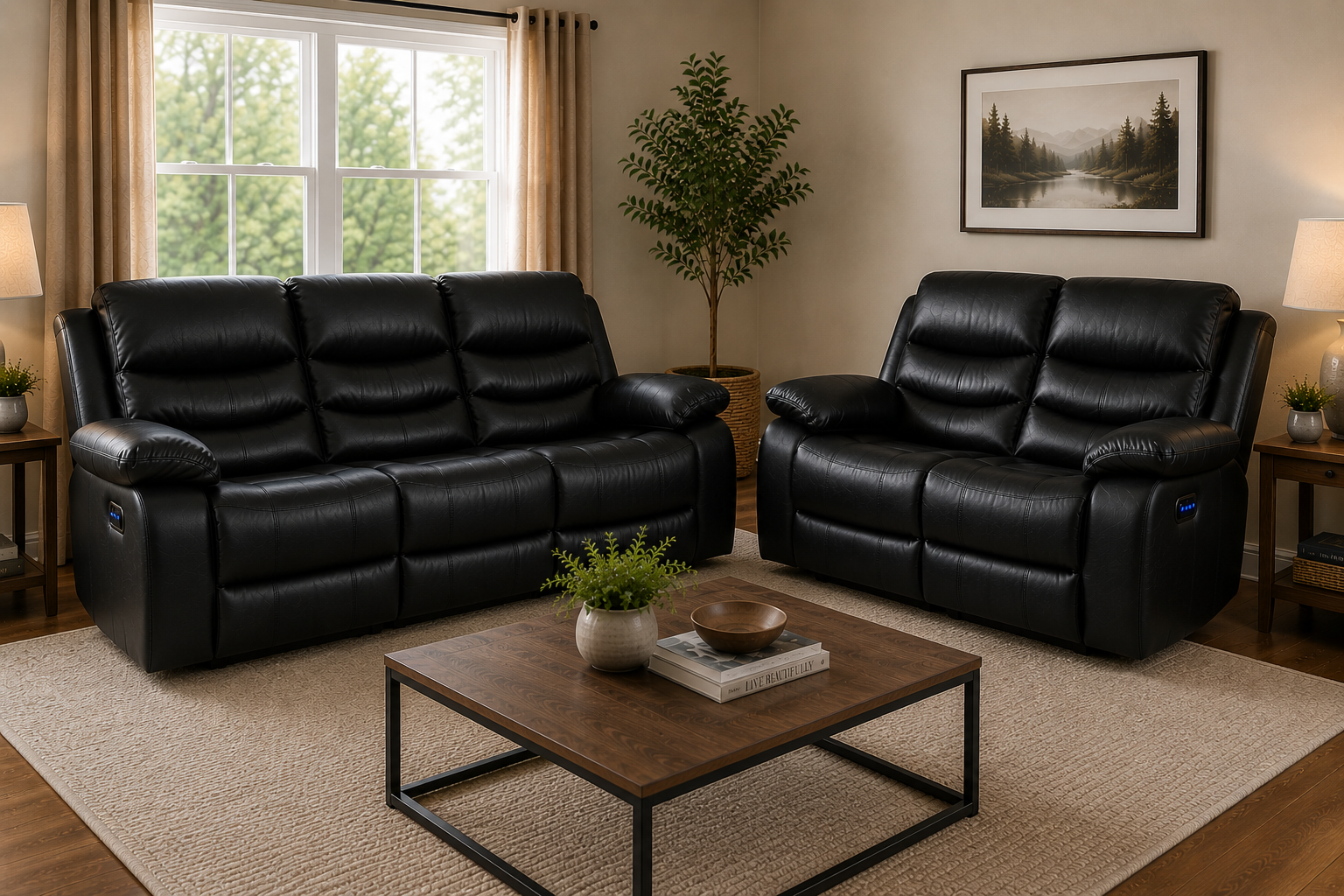 Elegance Soft Furnishings Roma Recliner Sofa 3+2 Seater Electric Leather Suite