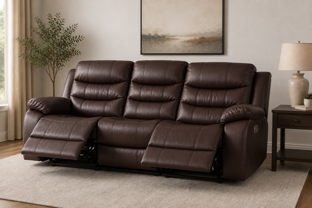 Elegance Soft Furnishings Roma Recliner Sofa 3+2 Seater Electric Leather Suite