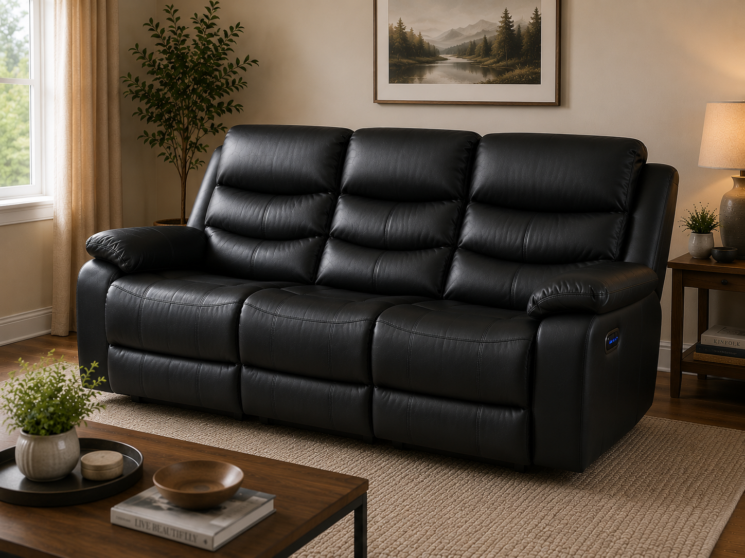 Elegance Soft Furnishings Roma Recliner Sofa 3+2 Seater Electric Leather Suite