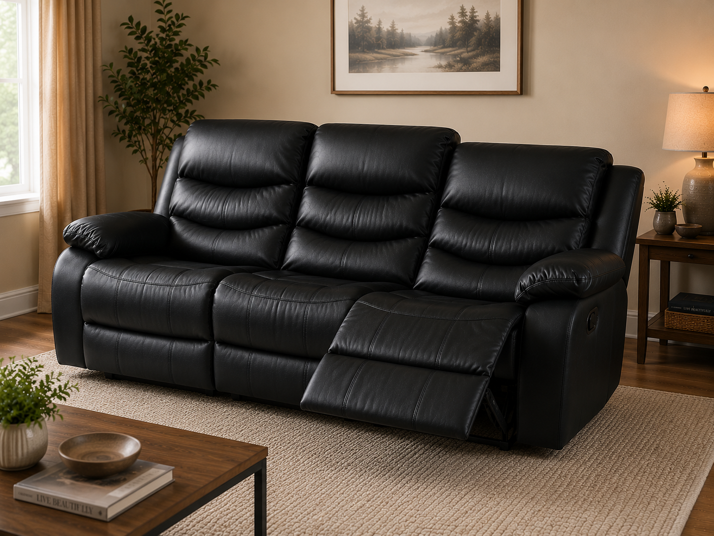 Elegance Soft Furnishings Roma Recliner Sofa 3+2 Seater Electric Leather Suite