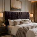 Elegance Soft Furnishings Luxury Winged Upholstered Headboard Crushed Velvet Vertical Panel Padded Bed Backboard