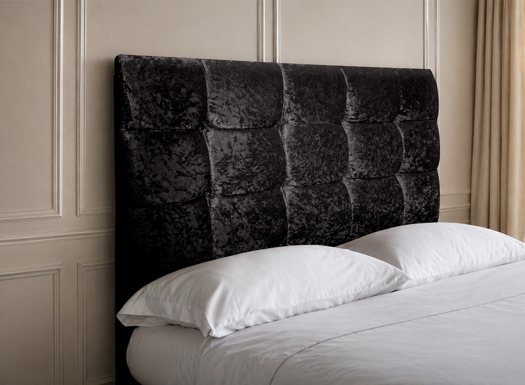 Elegance Soft Furnishings Plush Crushed Velvet Upholstered Headboard Padded Panel Modern Bed Backboard Luxury