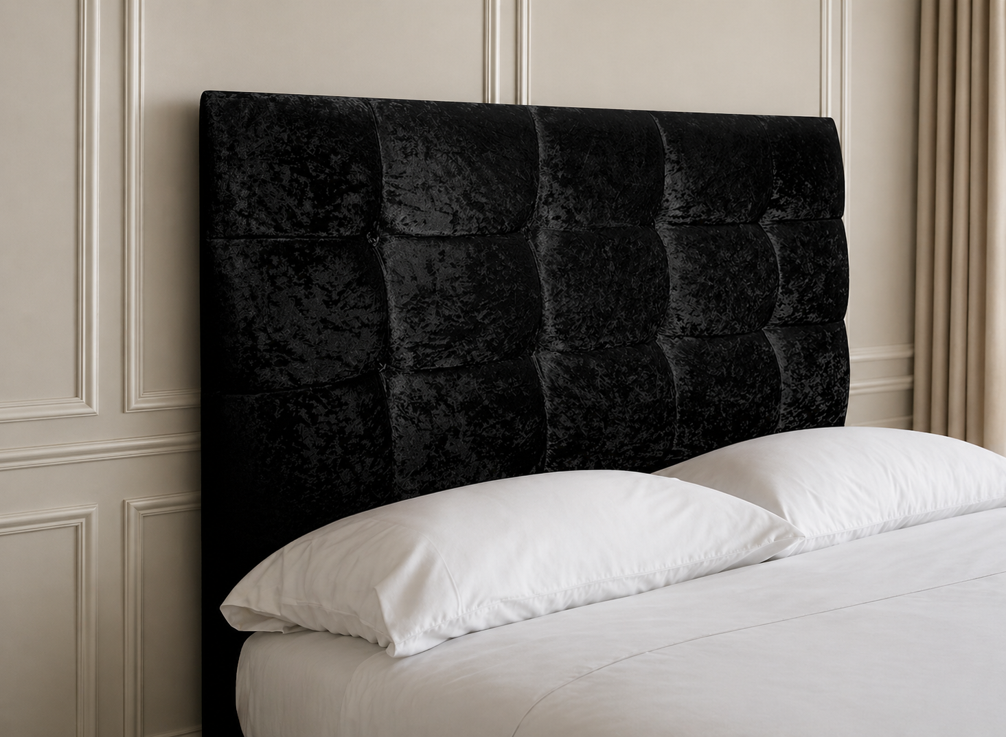 Elegance Soft Furnishings Plush Crushed Velvet Upholstered Headboard Padded Panel Modern Bed Backboard Luxury