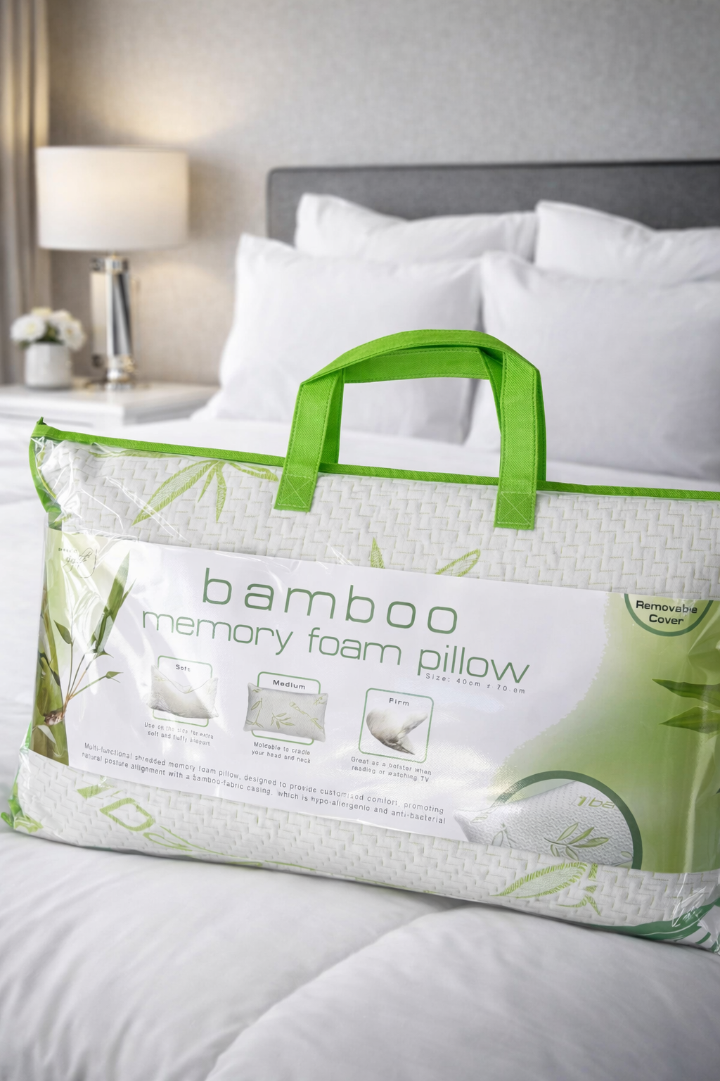 Bamboo Cooling Memory Foam Pillow – Hypoallergenic & Antimicrobial