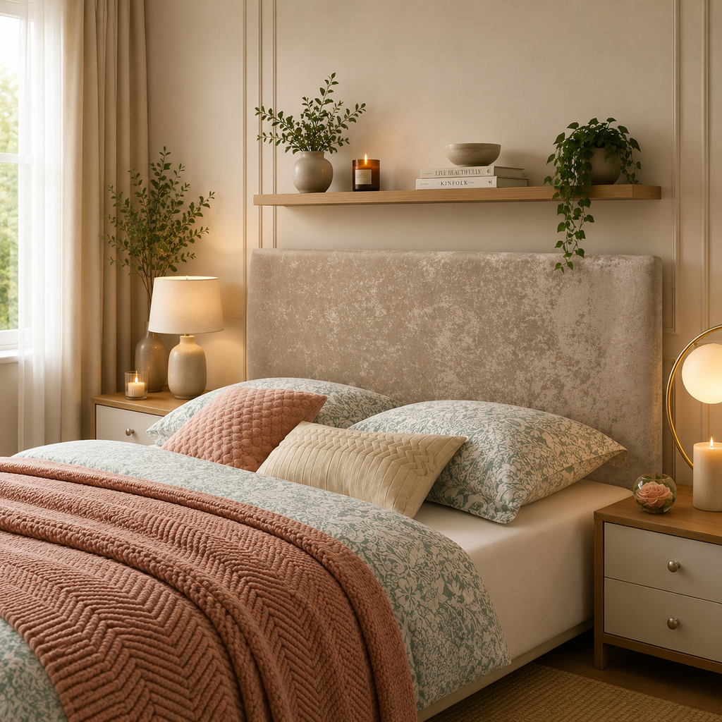 Elegance Soft Furnishing Simple Upholstered Headboard Crushed Velvet Padded Bed Backboard Modern Minimalist Design