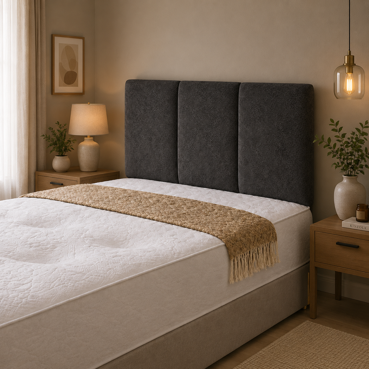Elegance Soft Furnishings Eleanor Upholstered Headboard Padded Panel Naples Fabric