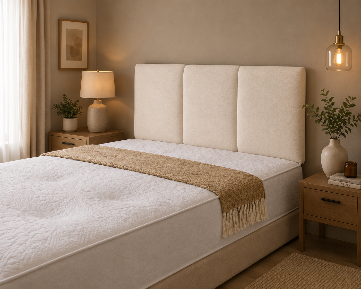 Elegance Soft Furnishings Eleanor Upholstered Headboard Padded Panel Naples Fabric