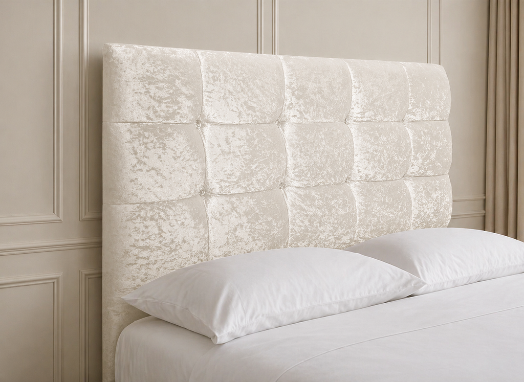 Elegance Soft Furnishings Plush Crushed Velvet Upholstered Headboard Padded Panel Modern Bed Backboard Luxury