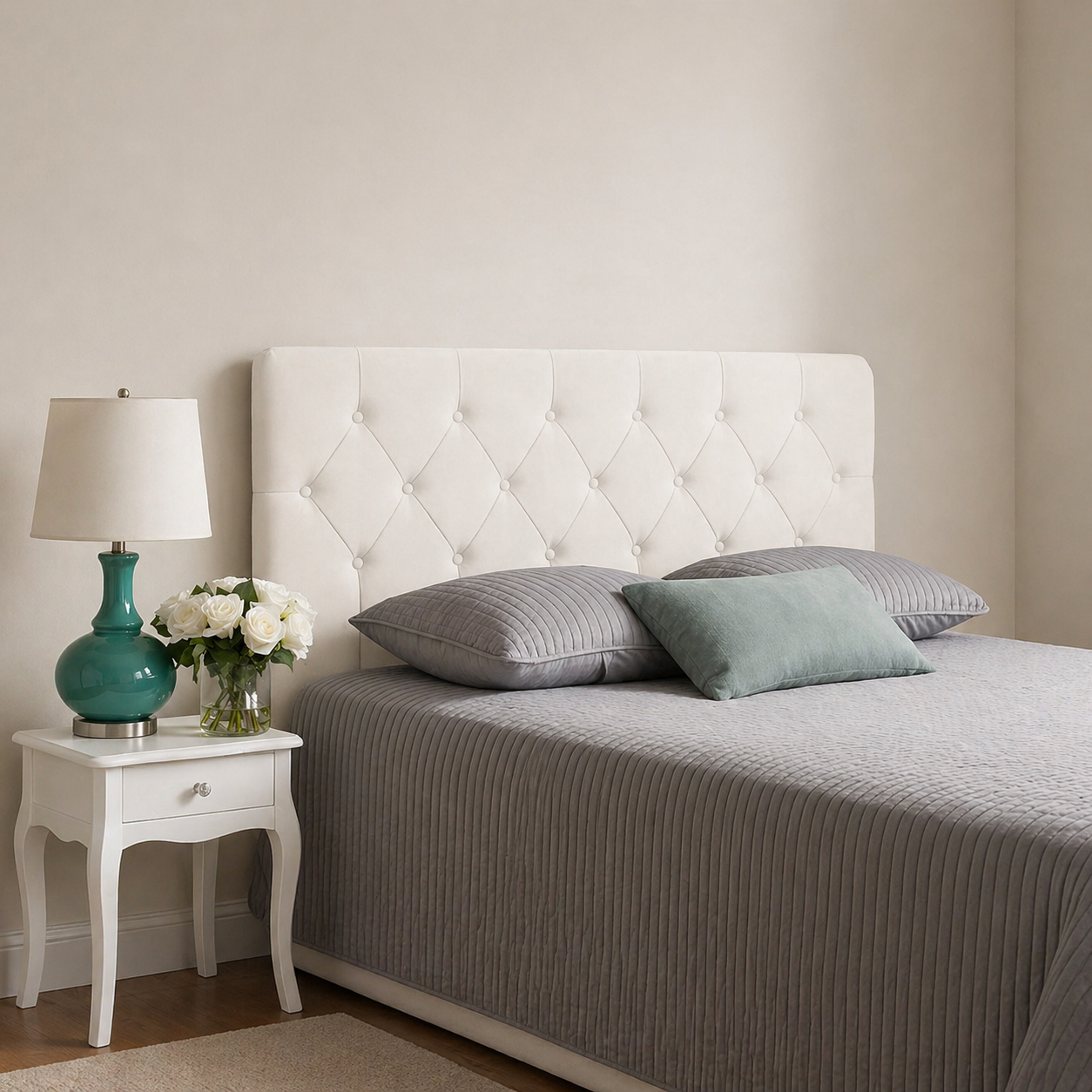 Elegance Soft Furnishings Luxury Velvet Tufted Upholstered Headboard Diamond Padded Bed Backboard Modern Elegant