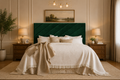 Elegance Soft Furnishing Blush Luxe Velvet Upholstered Headboard with Diagonal Panel Design