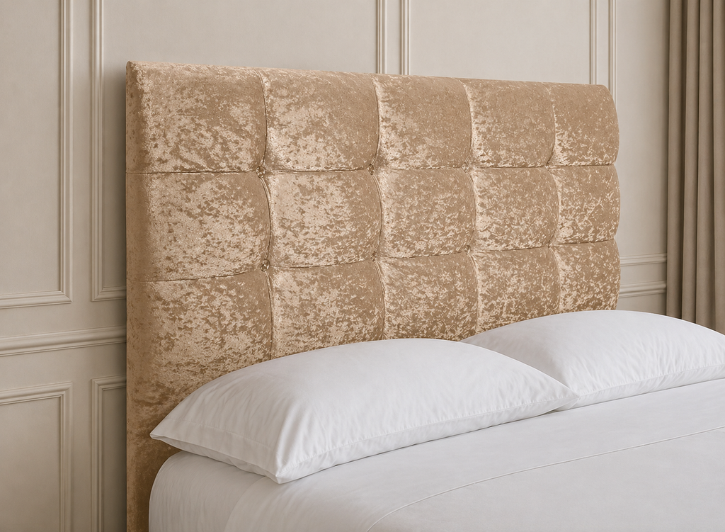 Elegance Soft Furnishings Plush Crushed Velvet Upholstered Headboard Padded Panel Modern Bed Backboard Luxury