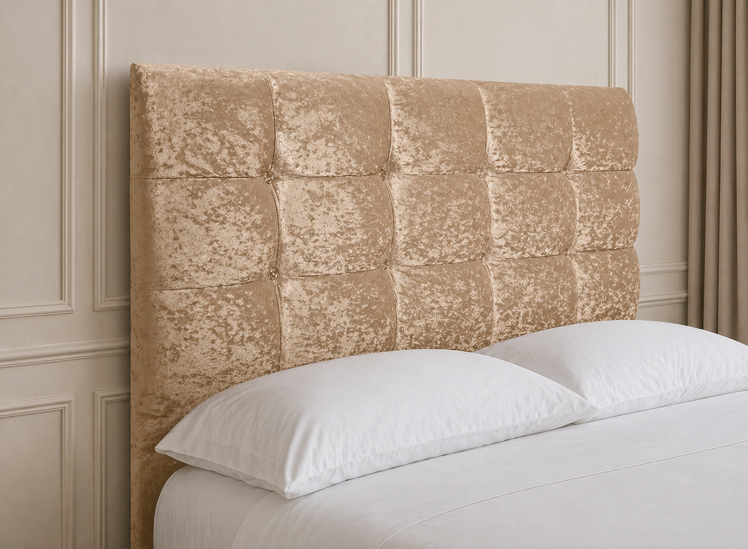 Elegance Soft Furnishings Plush Crushed Velvet Upholstered Headboard Padded Panel Modern Bed Backboard Luxury