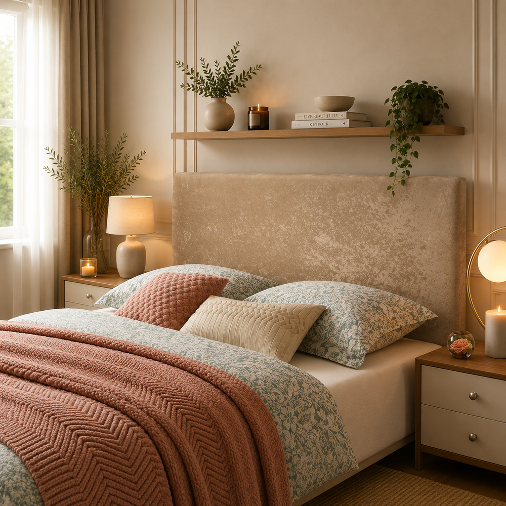 Elegance Soft Furnishing Simple Upholstered Headboard Crushed Velvet Padded Bed Backboard Modern Minimalist Design