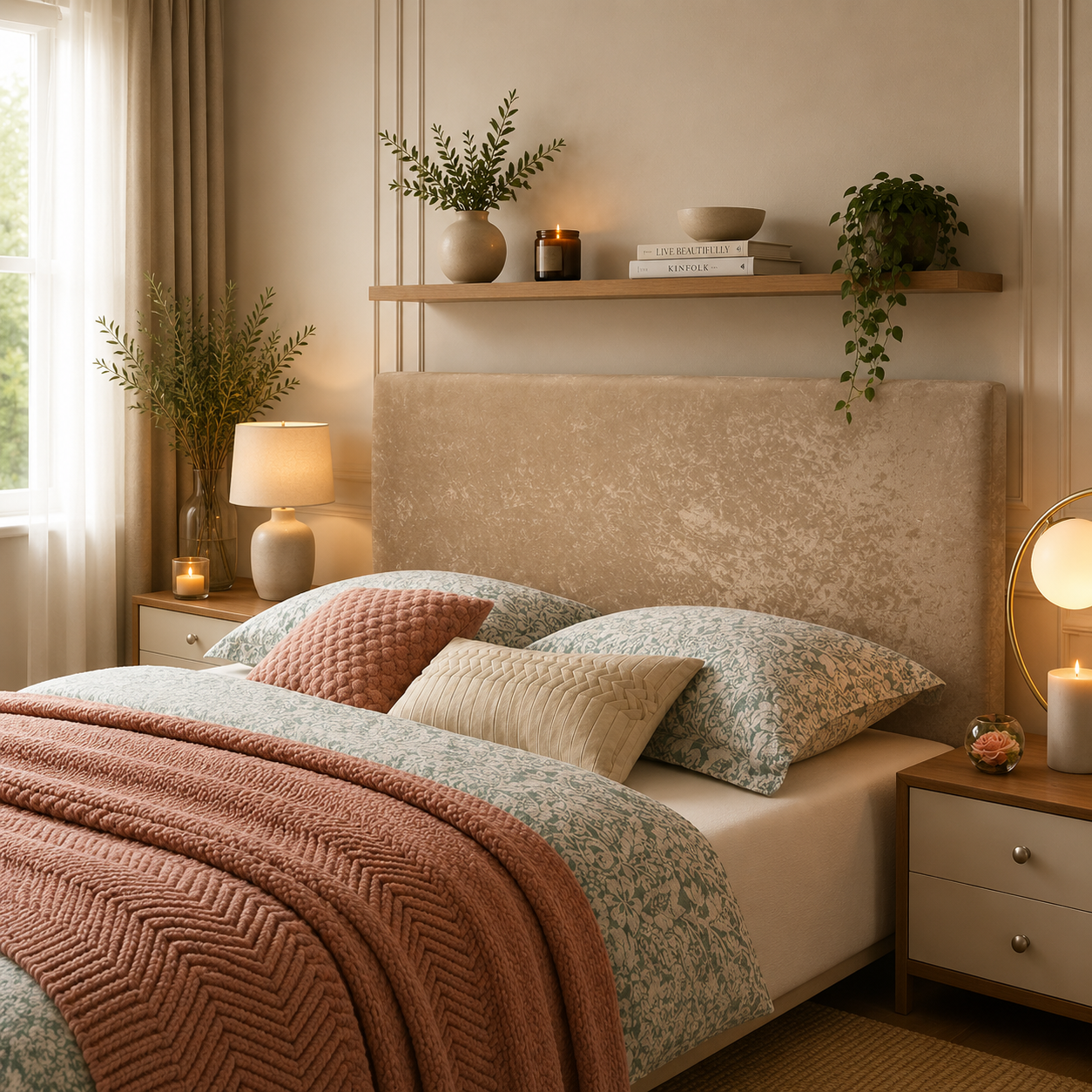 Elegance Soft Furnishing Simple Upholstered Headboard Crushed Velvet Padded Bed Backboard Modern Minimalist Design