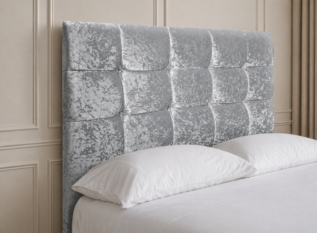 Elegance Soft Furnishings Plush Crushed Velvet Upholstered Headboard Padded Panel Modern Bed Backboard Luxury