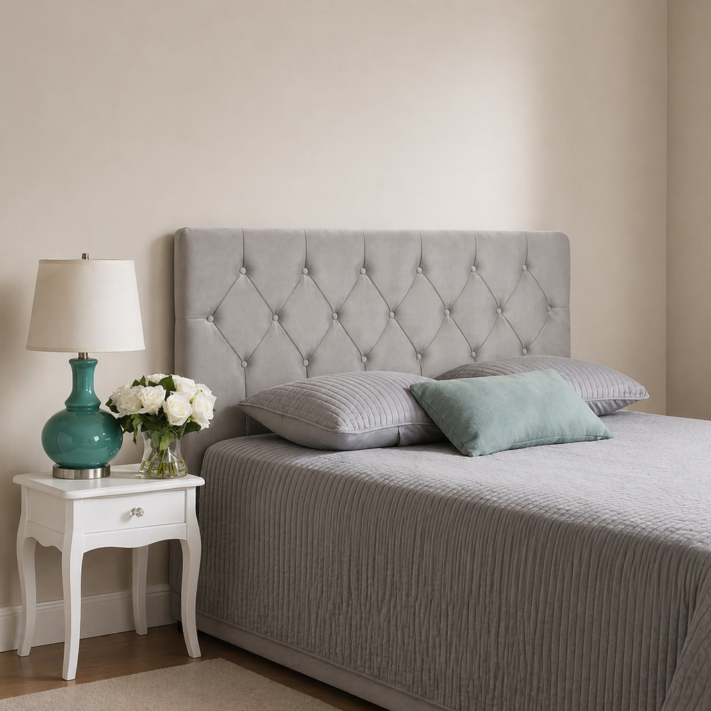Elegance Soft Furnishings Luxury Velvet Tufted Upholstered Headboard Diamond Padded Bed Backboard Modern Elegant