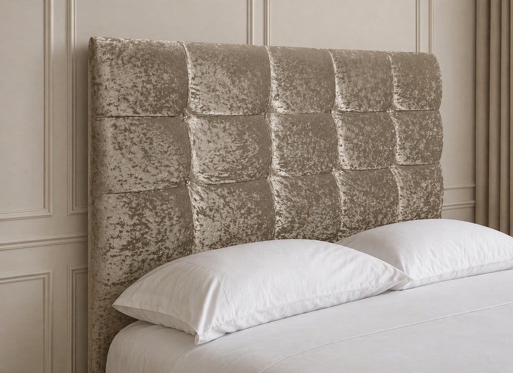 Elegance Soft Furnishings Plush Crushed Velvet Upholstered Headboard Padded Panel Modern Bed Backboard Luxury