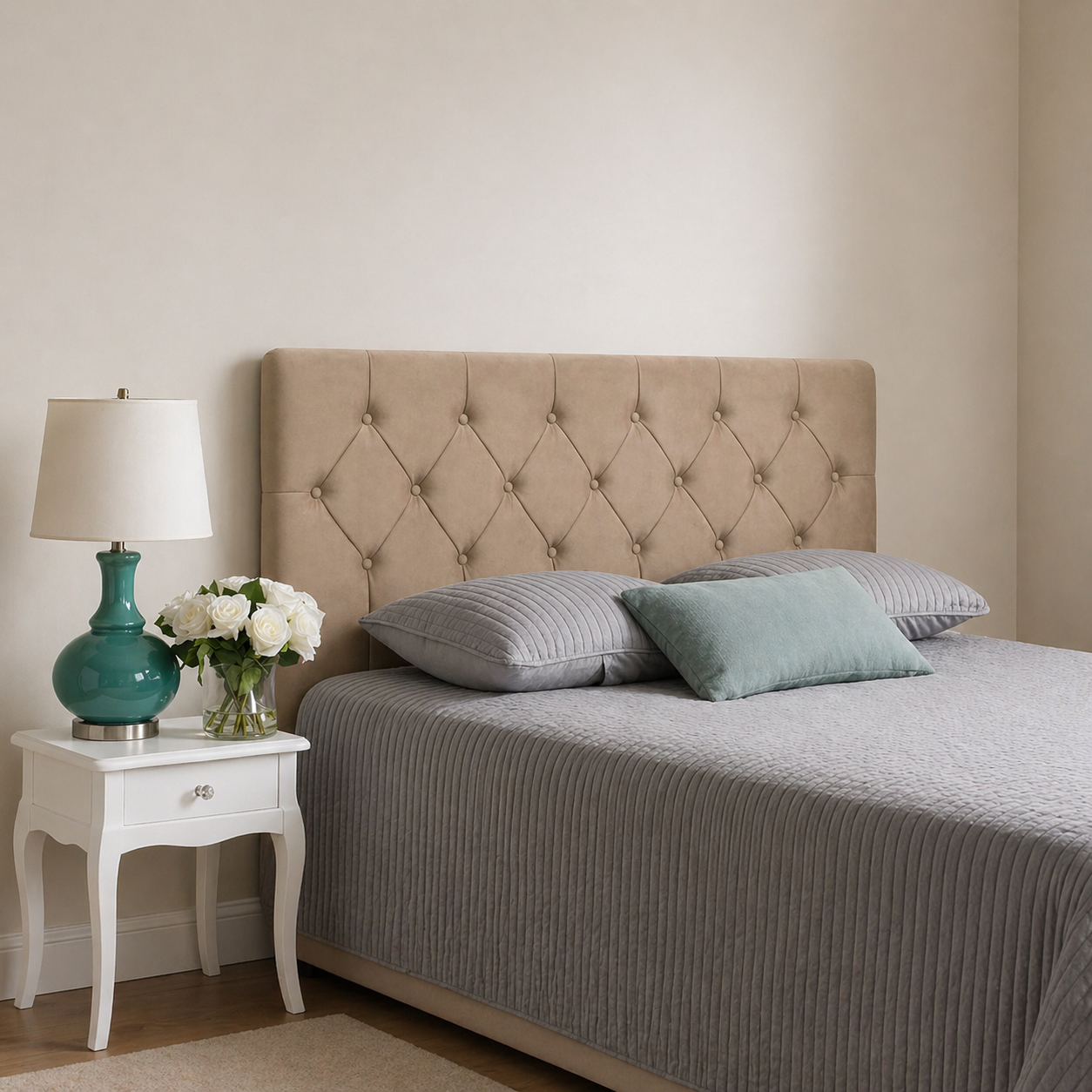 Elegance Soft Furnishings Luxury Velvet Tufted Upholstered Headboard Diamond Padded Bed Backboard Modern Elegant
