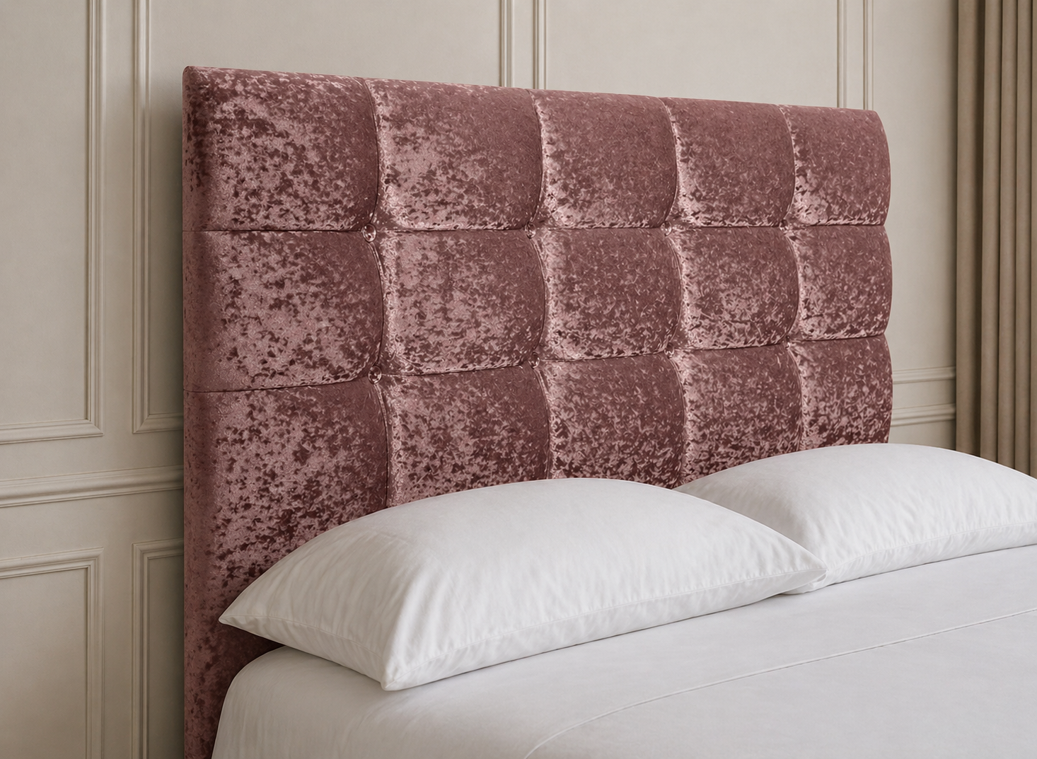 Elegance Soft Furnishings Plush Crushed Velvet Upholstered Headboard Padded Panel Modern Bed Backboard Luxury