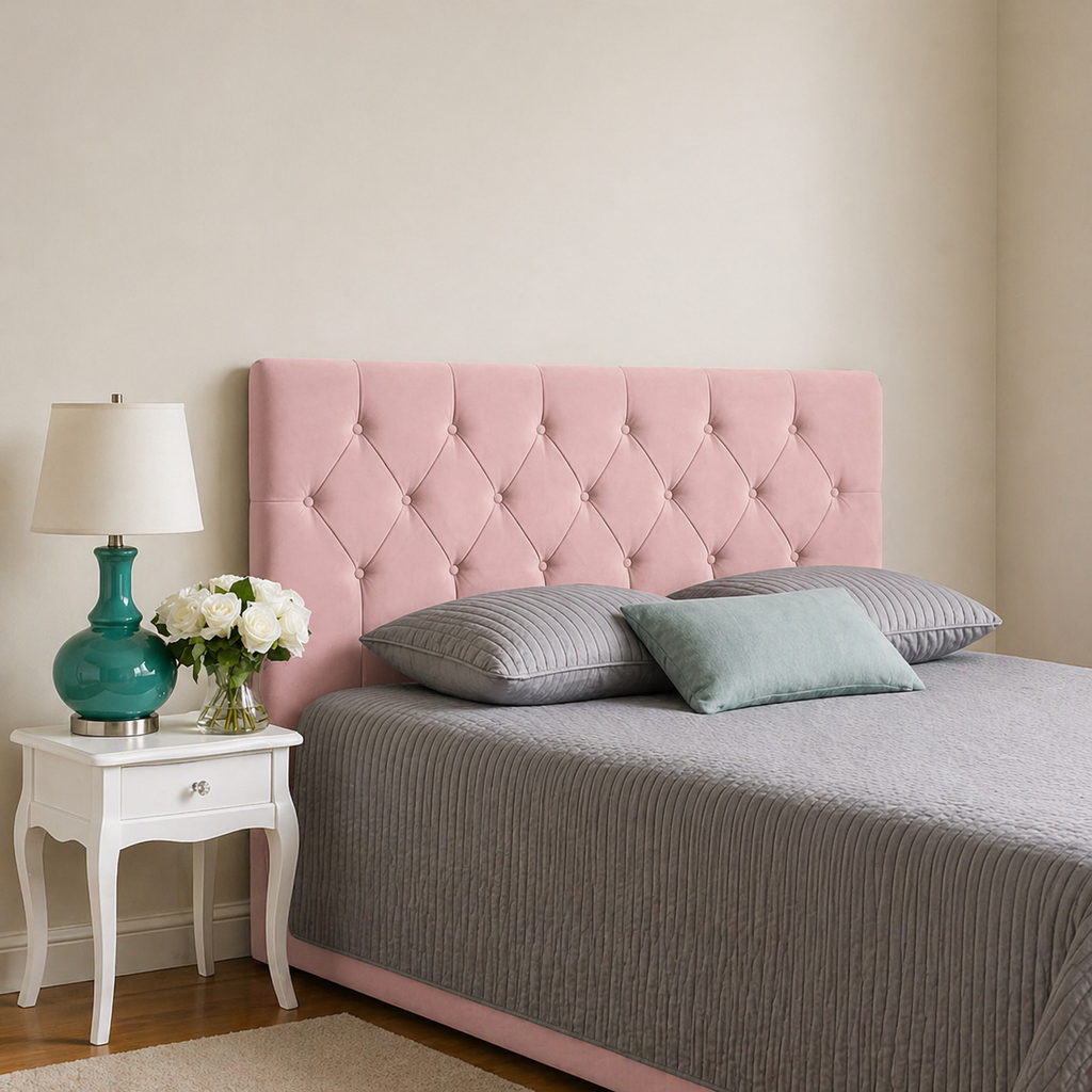 Elegance Soft Furnishings Luxury Velvet Tufted Upholstered Headboard Diamond Padded Bed Backboard Modern Elegant