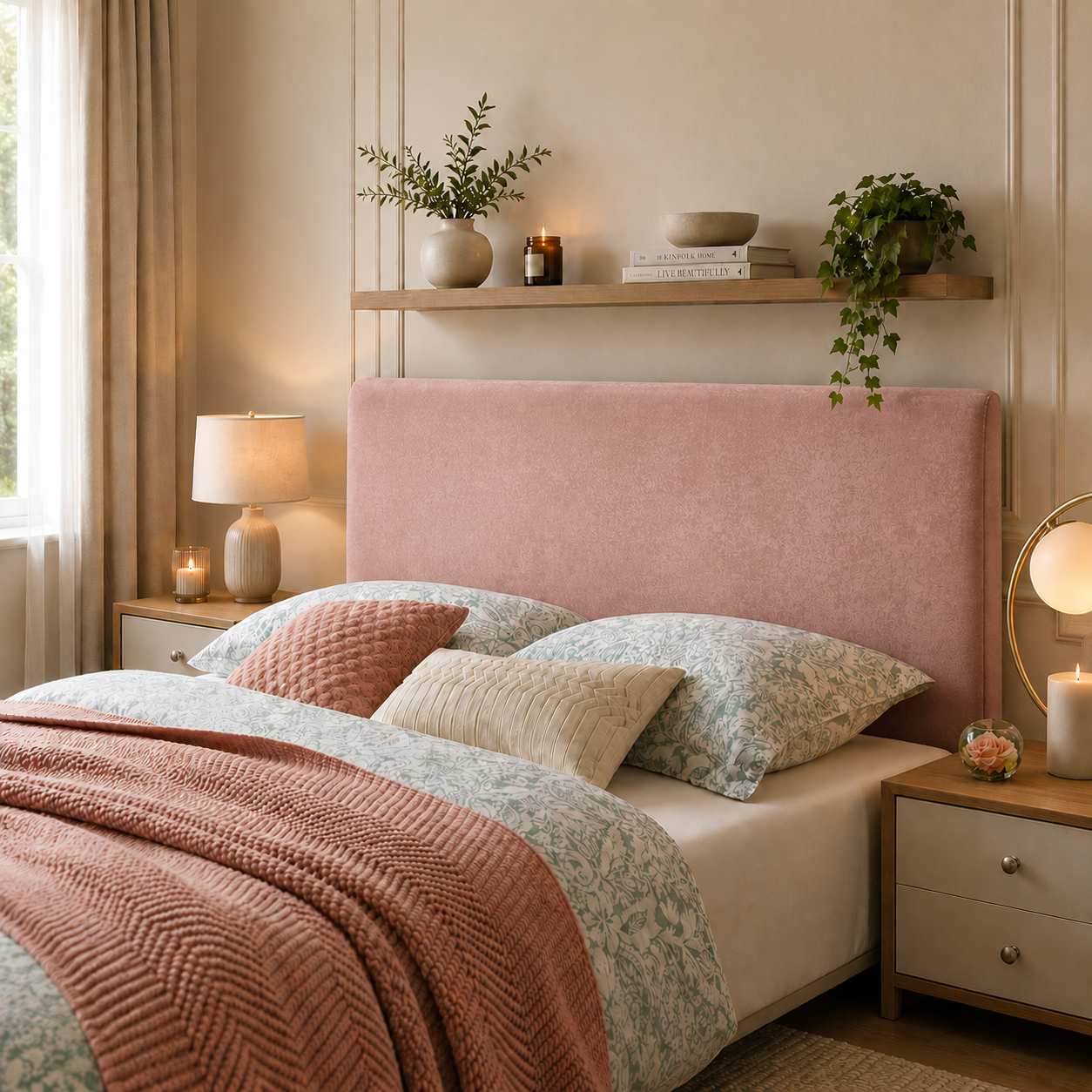 Elegance Soft Furnishing Simple Upholstered Headboard Crushed Velvet Padded Bed Backboard Modern Minimalist Design