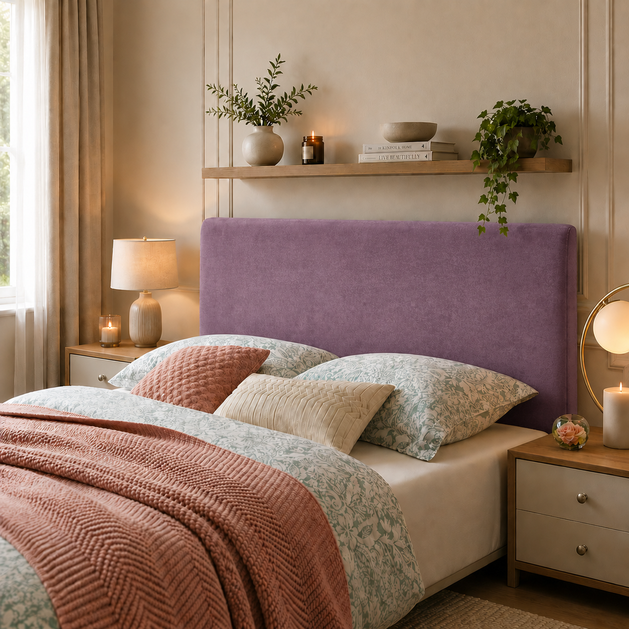 Elegance Soft Furnishing Simple Upholstered Headboard Crushed Velvet Padded Bed Backboard Modern Minimalist Design