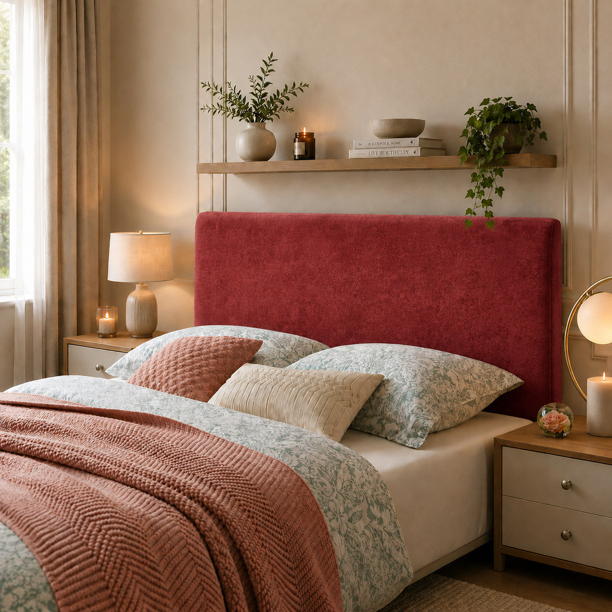 Elegance Soft Furnishing Simple Upholstered Headboard Crushed Velvet Padded Bed Backboard Modern Minimalist Design