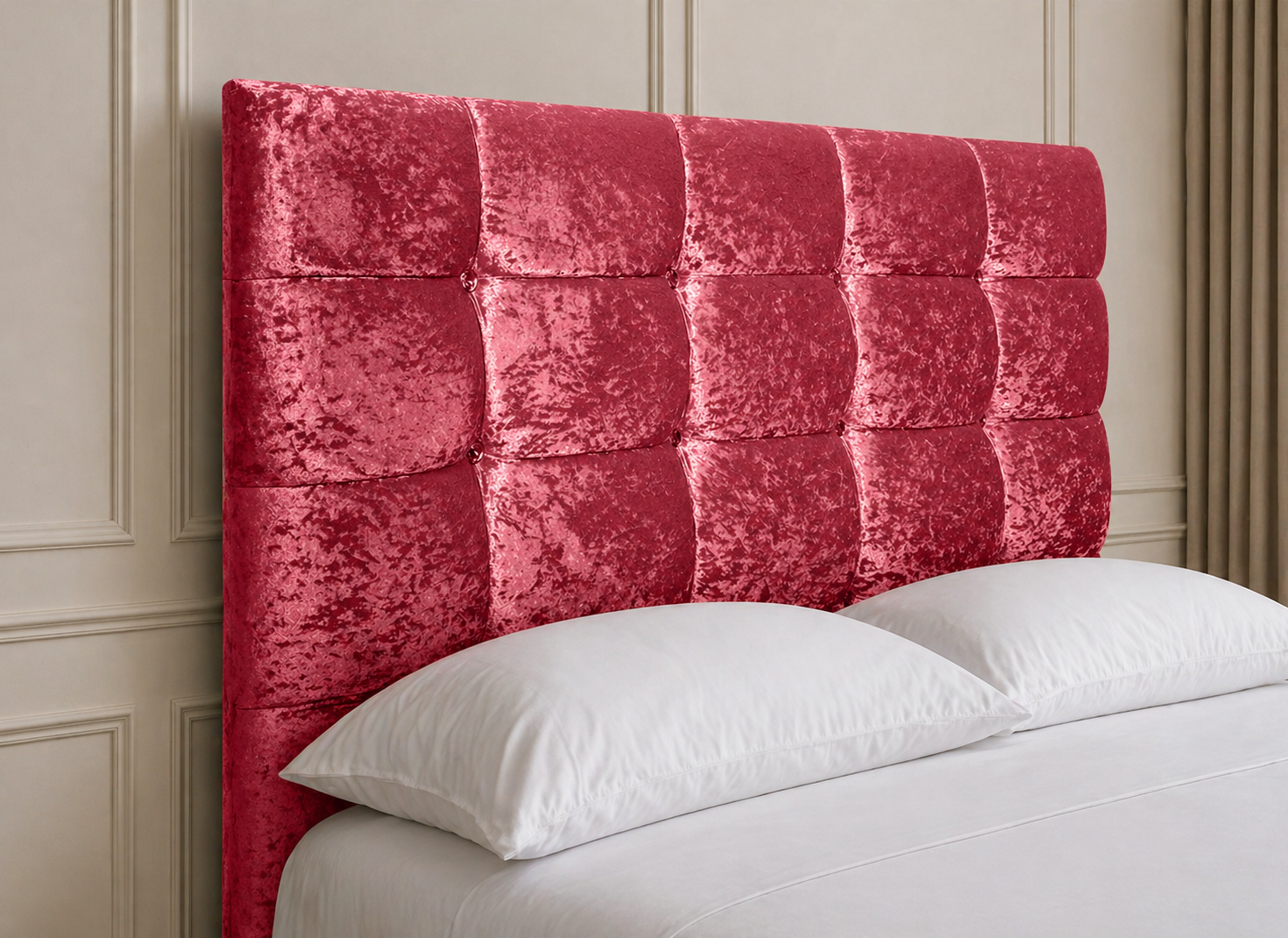 Elegance Soft Furnishings Plush Crushed Velvet Upholstered Headboard Padded Panel Modern Bed Backboard Luxury