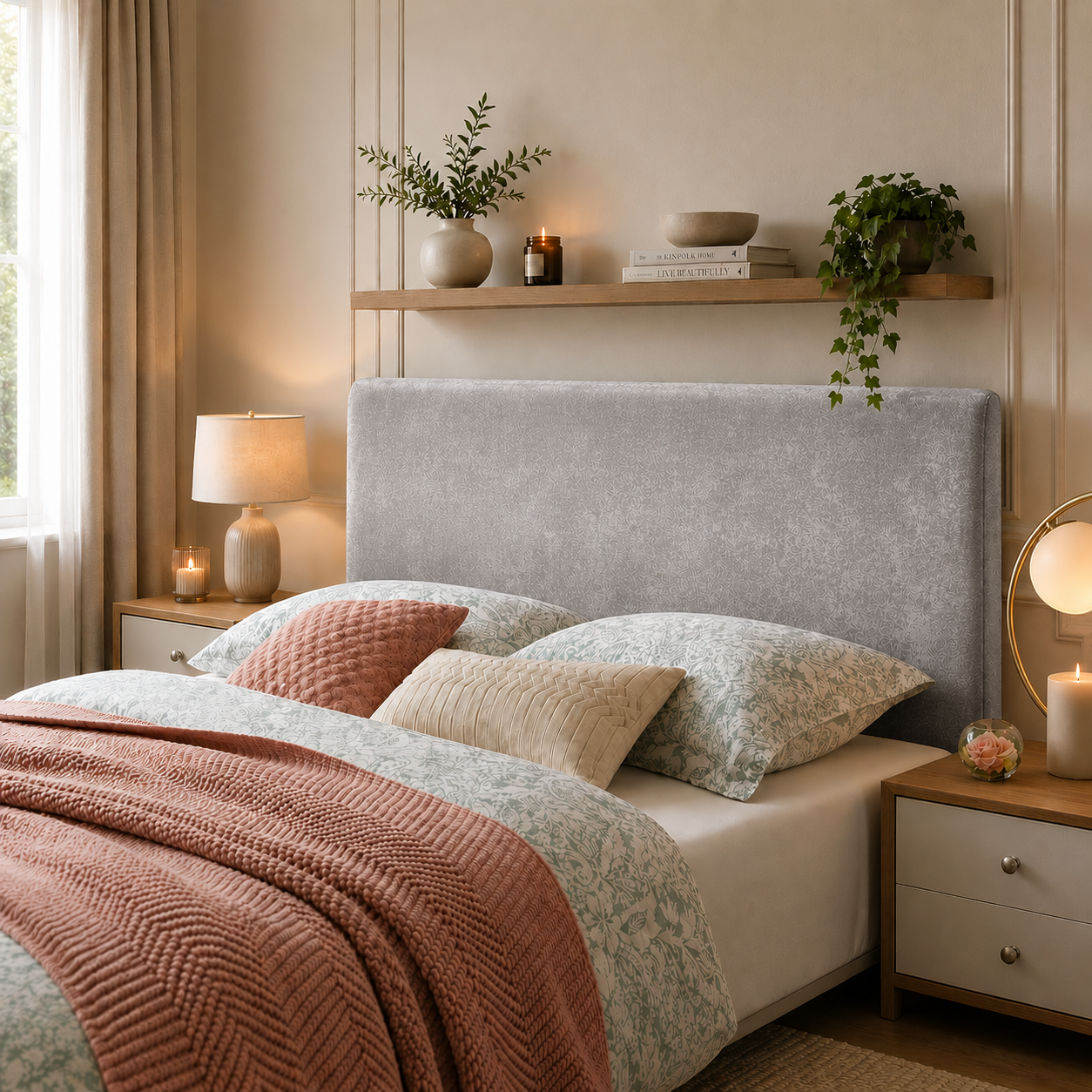 Elegance Soft Furnishing Simple Upholstered Headboard Crushed Velvet Padded Bed Backboard Modern Minimalist Design