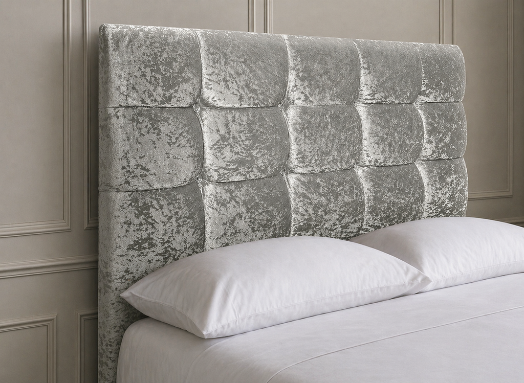 Elegance Soft Furnishings Plush Crushed Velvet Upholstered Headboard Padded Panel Modern Bed Backboard Luxury