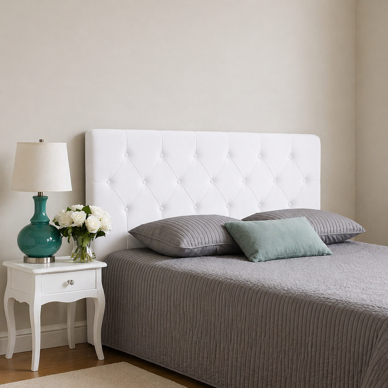 Elegance Soft Furnishings Luxury Velvet Tufted Upholstered Headboard Diamond Padded Bed Backboard Modern Elegant